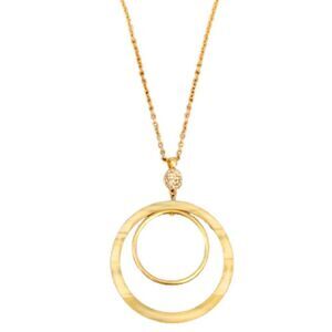 Lele Sadoughi Orbit Hoop Circle Pendant Necklace Pavé Crystal White Gold Rings